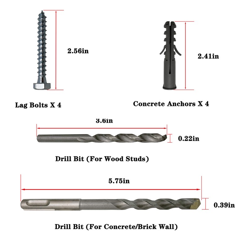 NKAIKE Lag Bolt Kit for Mounting TV Bracket Into Wood