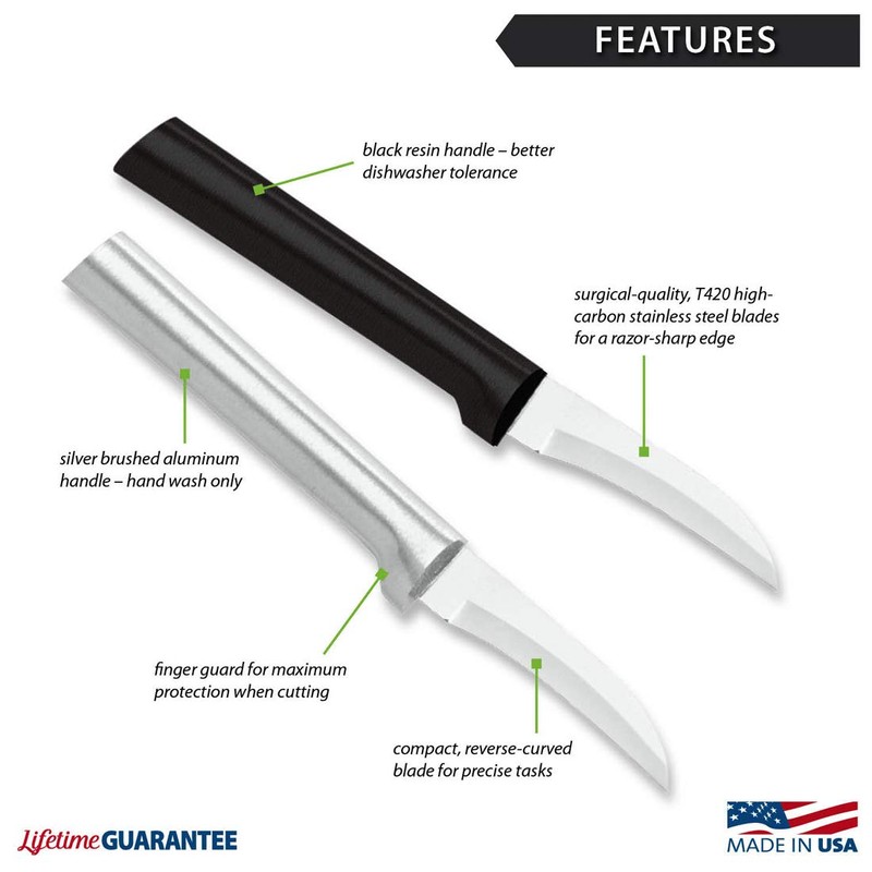 RADA Cutlery Granny Paring Knife, Silver Handle, Pack of 2