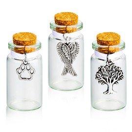 3 Pcs Pet Memorial Urns Small Glass Jars for Ashes or Hair Cat Keepsake Memorial Urns Teeth Keepsake Loss of Dog Sympathy Gift