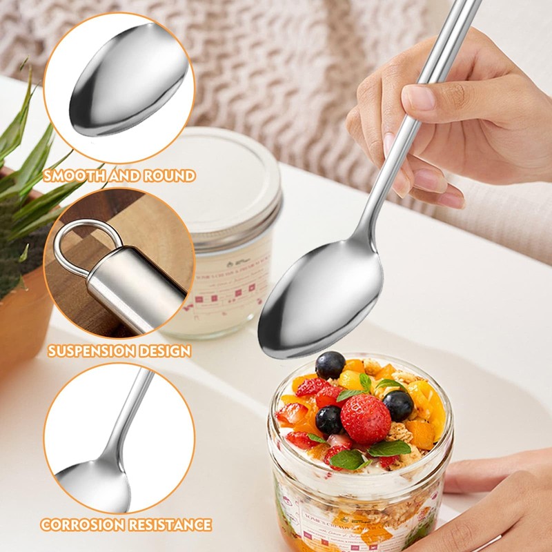 2 Pack Stainless Steel Cooking Spoon Set, Round Heat Resistant
