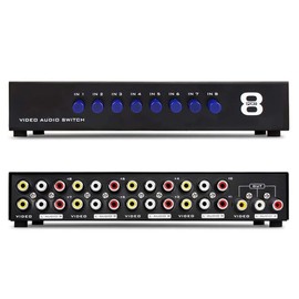 axGear AV Switch Box Composite Selector 8 Port RCA Audio Video 8 in 1 Out to TV