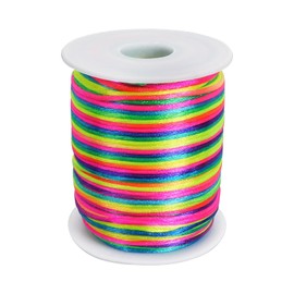 Luabue Nylon Cord for Bracelets 2 mm x 100 m Nylon Bead Cord for Threading Nylon Cord Rainbow Nylon Cord for Bracelets DIY Necklace Jewellery Making (Colourful)