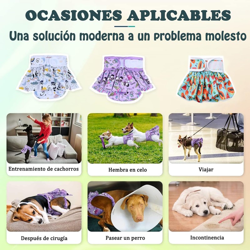 Paquete de 3 Pañales Lavables para Perros - Fundas Reutilizables,