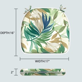 LVTXIII Outdoor Chair Cushions Set of 4, Patio Seat Cushions D16xW17 with Ties, Water Repellent Chair Pads for Patio Furniture Garden Use, Lush Leaf Green