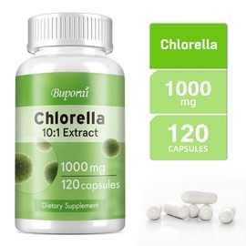 Chlorella Extract 1000mg - Natural Detoxifying Antioxidant - Non-GMO and Gluten Free, 1 Count, 120 Tablets / 클로렐라 추출물 1000mg - 천연 해독 항산화제 - 비유전자변형 및 글루텐 무첨가, 1개, 120정
