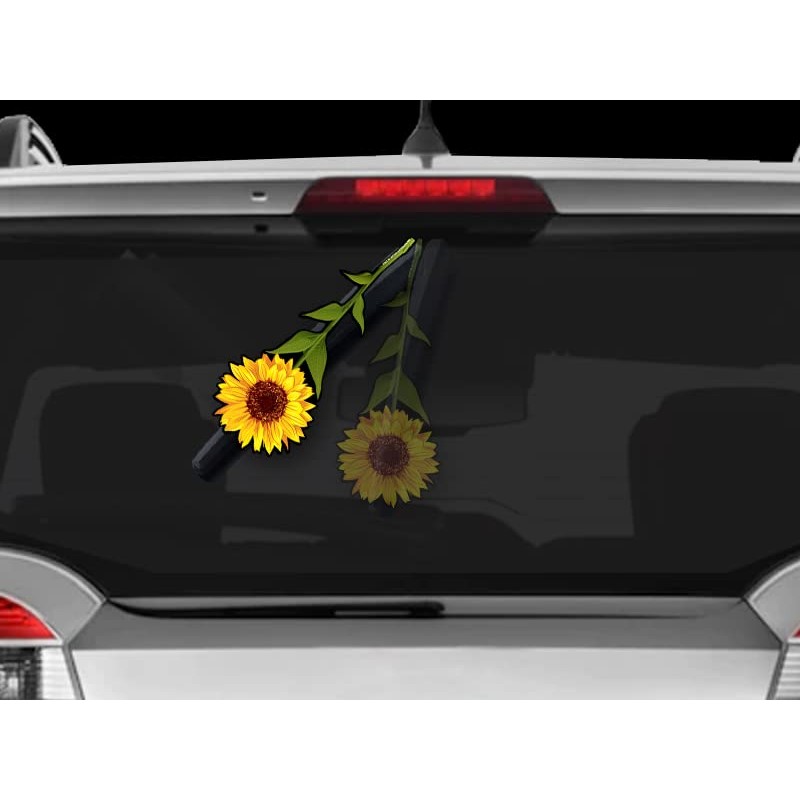 Sunflower flower WiperTags attach to rear vehicle wiper blades