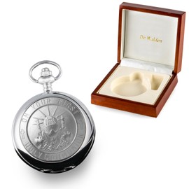 De Walden Boy's 1st Holy Communion Gift, Engraved First Communion Pocket Watch for a Boy in a Wood Box MP