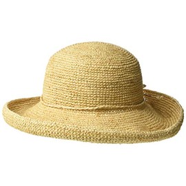 Scala Women's Crocheted Packable Raffia Hat,Natural,57cm