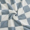 WRENSONGE Checkered Throw Blanket, Grey Blue Soft Cozy Fluffy Warm