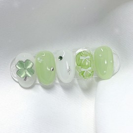 [Handmade Nail Tips] Clover To You Nail Tips - Full Square (Long Square) / [수제네일팁] 클로버투유 네일팁 - 풀스퀘어 (롱스퀘어)