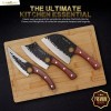 Chef Knife SliceElite 3-Piece Hand-Forged Butcher Knife Set: Chef, Cleaver,