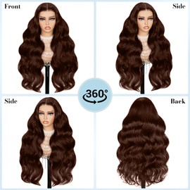 Chocolate Brown Lace Front Wig Human Hair 7x5 Brown Loose Deep Wave Wig 200% Density Brown Human Hair Wig 26 Inch Glueless Wigs Human Hair Pre Plucked Pre Cut #4 Dark Brown Wigs for Black Women