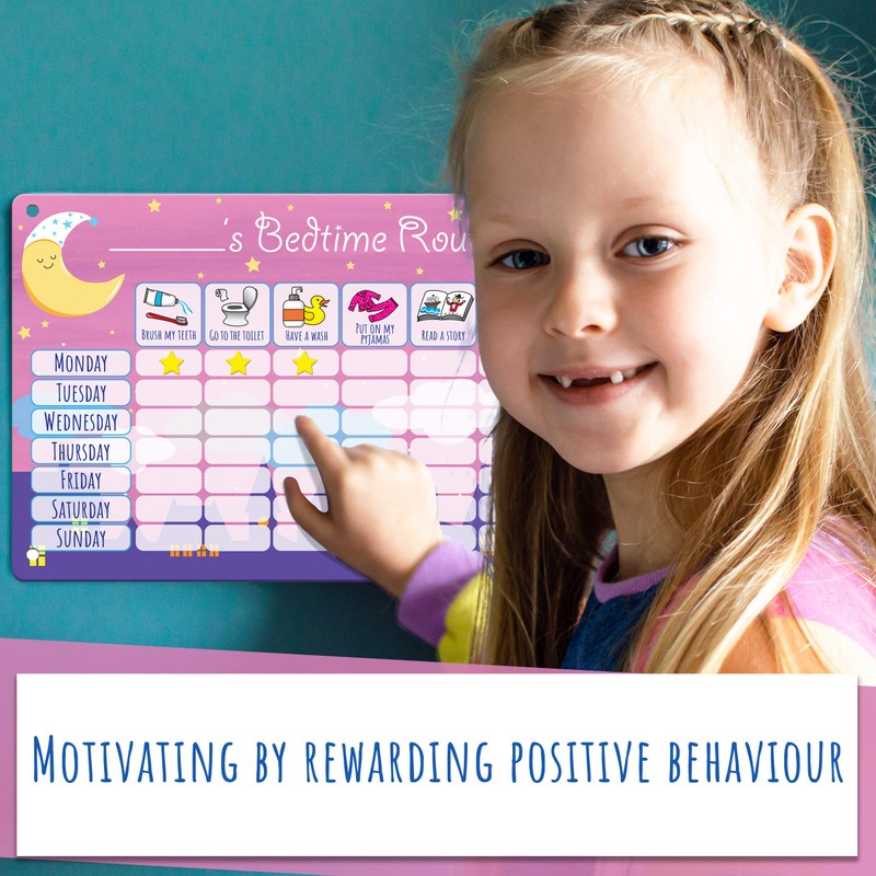 Amonev Children's Magnetic Bedtime Routine Reward Chart. Magnetic Sticker Chart.
