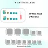 IMRAIN Press on Toenails Short Square Fake Toenails Blue White