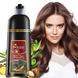 Hair dye Shampoo, Shampoo con Tinte, Black Hair dye Shampoo 3 in 1, Cobertura 100% Gris, Dura Hasta 3 o 4 Semanas, Black Hair dye Shampoo, para Mujeres y HombresTeñir el Cabello