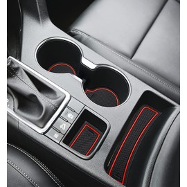 Auovo 2021 Anti-dust Mats for Kia Sportage KX5 Accessories 2017 2018 2019 2020 2021 2022 Custom Interior Cup Holder Inserts Center Console Door Pockets Liners 15pcs Left Hand Driver (Red Trim)