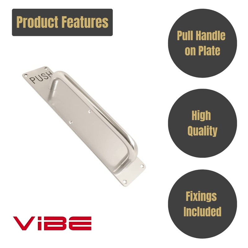 VIBE 19mm Pull Handle on Printed Push Plate 300x19mm (400x75mm