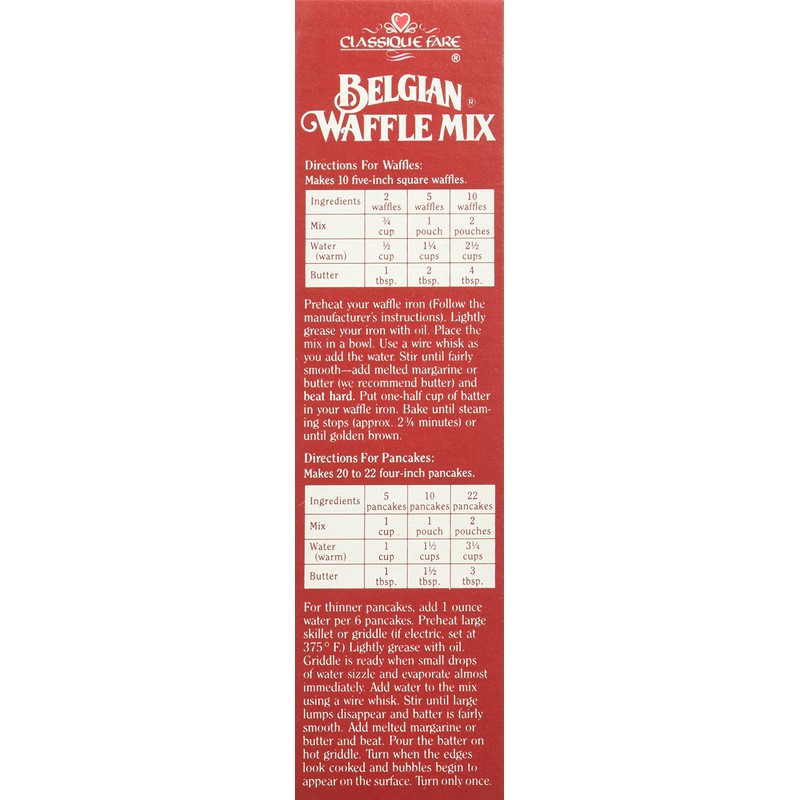 Classique Fare 6 Piece Fare Belgian Waffle Mix,16 Ounce (Pack