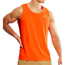 Haimont Men Tank Top Sleeveless Lightweight Quick Dry Breathable Soft Athletic Sports Running Gym Muscle Orange, XL