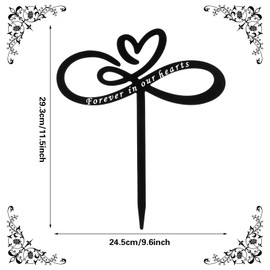 Waterproof Metal Cemetery Decorations for Grave, Black Gravesite Decorations Cemetery, Outdoor Yard and Garden Decor, 11.5 × 9.6 Inch