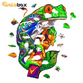 Jigsaw Puzzle Wooden Puzzle with 300 Colourful Animal Pieces for Adults and Children (Frog)