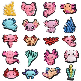 20 PCS Axolotl Shoe Charms Animal Shoes Charms for Boys Girls Kawaii Cartoon Shoe Charms Cute Charms Pink Shoe Accessories Pins Shoe Decoration Charm (20)