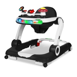 TODEFULL 6 in 1 Baby Walker, Baby Activity Center for Toddler, Walker Rocker Bouncer w/Adjustable Height Speed, Learning-Seated & Walk-Behind, Infant Walker w/Feeding Tray & Music Toys, Black