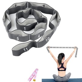 Manricle Correa Elástica para Yoga - Banda de Resistencia Pilates, Diseño Segmentado, para Pilates, Yoga, Fitness, Gimnasia y Terapia Física (Gris)