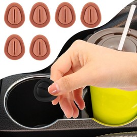 Ygapuzi 6PCS Car Cup Holder Insert Position Limiter, Anti Shake Silicone Car Water Bottle Stabilizer with Self-Adhesive Universal Interior Car Accessories for Most Cars SUV Vans Trucks (Brown)