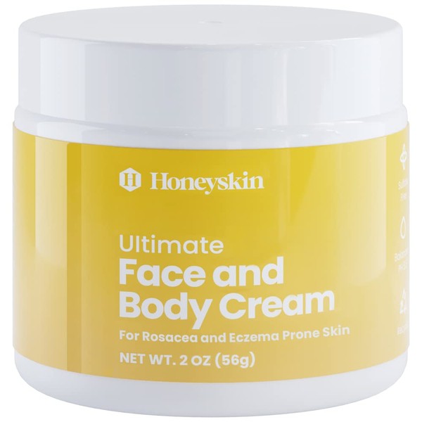 Hydrating Face Moisturizer & Body Cream with Manuka Honey Cream - Organic Face Moisturizer & Body Lotion for Extremely Dry Skin - For Dry & Itchy Skin, Rosacea & Eczema Prone Skin (Original, 2oz)