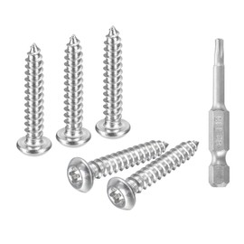 sourcing map #6 x 3/4" Torx Security Screws, 30pcs Button Head Tamper Resistant Self Tapping Screws, 304 Stainless Steel Anti-Theft Screws with Bit T15