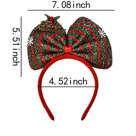 Big Christmas Hair Bow Hairband Christmas Tree Headband Xmas Ornaments Christmas Hair Accessories Gifts for Women Girls