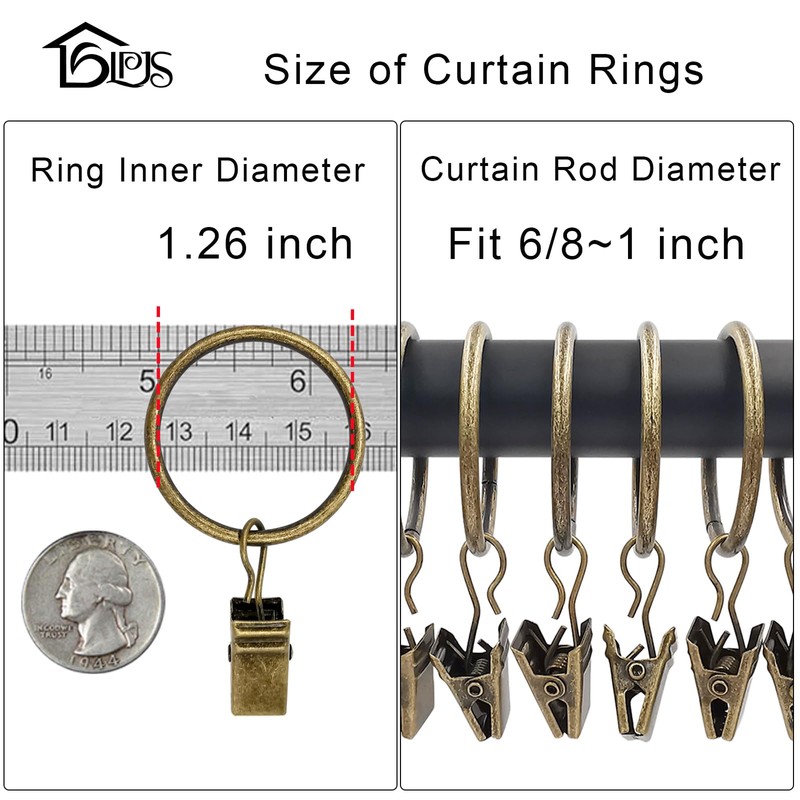 LLPJS 100 Pack Curtain Rings with Clips, Curtain Clip Rings