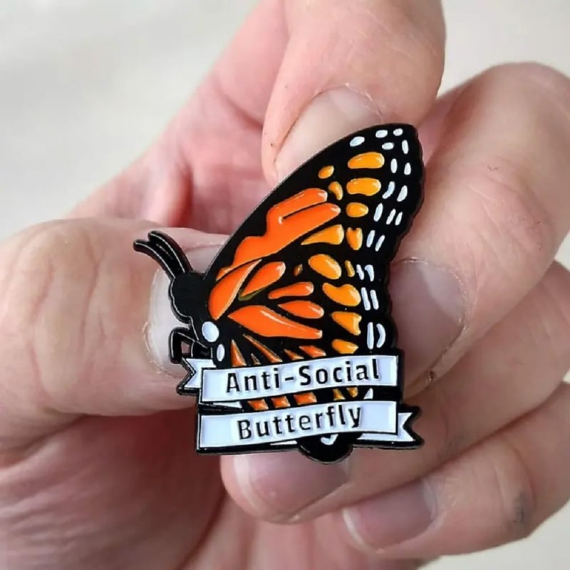 Anti Social Butterfly Enamel Pin