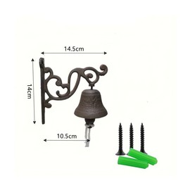 Vintage Cast Iron Dinner Bell – Outdoor Hanging Ship’s Bell with Wall Mount, Rustic Metal Farmhouse Door Bell for Garden, Cafe, School & Decorative Accent (B)