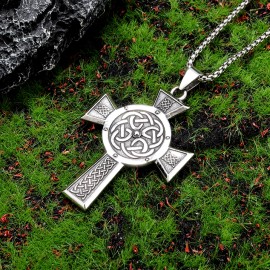 Fashion Jewelry LARGE CELTIC KNOT CROSS IRISH VIKING Pendant 26" 925 Sterling Silver Necklace