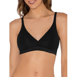Fruit of the Loom Bralette de algodón sin alambre, paquete de 2, Tono negro/arena, 36D