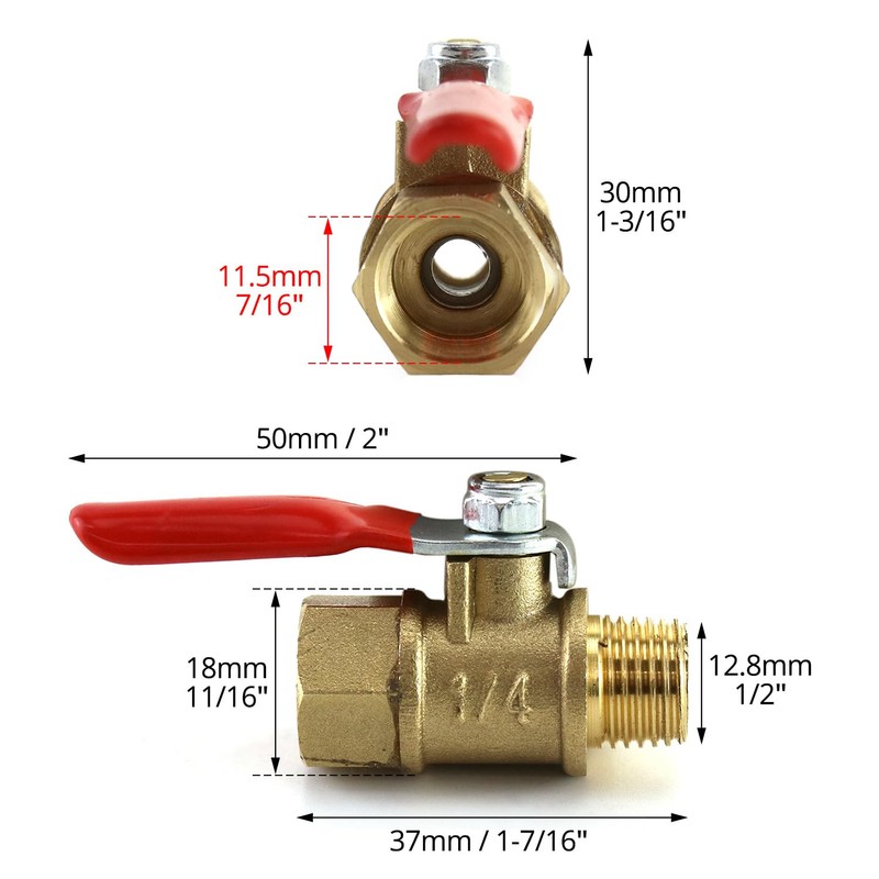 QWORK Ball Valve 10 Pack, 1/4" Heavy Duty Brass Ball