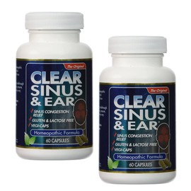 2Pack of Clear Products Clear Sinus and Ear - Homeopathic - no Gluten - 60 Vegi Capsules