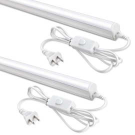 SUNLINKCO (2 Pack 4FT T5 LED Shop Light,6500K,20W,2300LM(Super Bright White) Linkable LED Integrated Fixture,Garage Ceiling and Cabinet Light,Strip Light,Corded Electric with ON/Off Switch