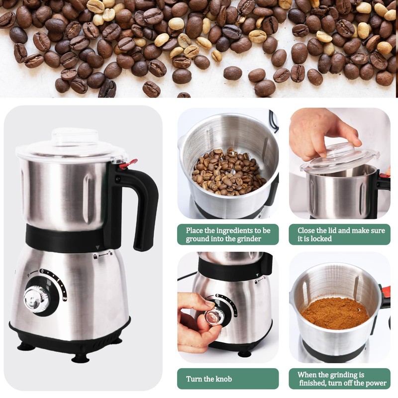 Electric Grinder for Kitchen - 500W Grain Mill with 3
