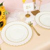 150pcs Ivory Scalloped Plastic Plates Set with Gold Rim,Fancy Disposable
