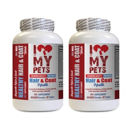 I LOVE MY PETS LLC Dog Healthy Coat - Dog Healthy Hair and Coat - Premium Formula - Chews - Dog Vitamins for Coat - 120 Treats (2 Bottles)