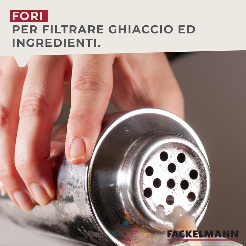 Fackelmann Miscelatore Shaker in Acciaio Inossidabile, Argento, Capacità 400ml
