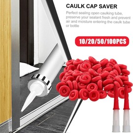 10Pcs Red Caulk Cap for Seal Caulking Tubes, Nozzle Protective Cover Hardware Adhesives Sealers, Caulk Saver Sealer Caps for Caulk, Covers Tube Caps for Sealing and Preserving，Adhesives, Lubricants
