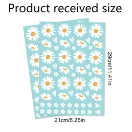 Daisy Bike Stickers, 2 Sheets Bike Frame Waterproof Bicycle Daisy Flower Stickers for Girls Bike Frame Decorative