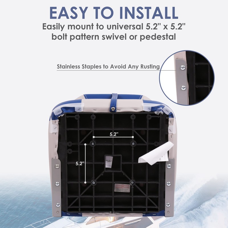 Deckpro Deluxe Low Back Boat Seat, Fold-Down Fishing Boat Seat