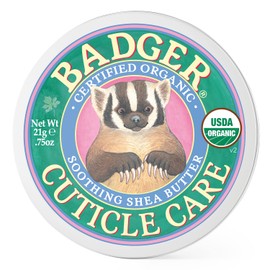 Badger Badger Cuticle Care, 100% Organic Cuticle Cream for Natural Nail Care, Soothe & Restore Dry & Splitting Cuticles, Rich Shea Butter, Light Citrus Scent, .75oz Tin