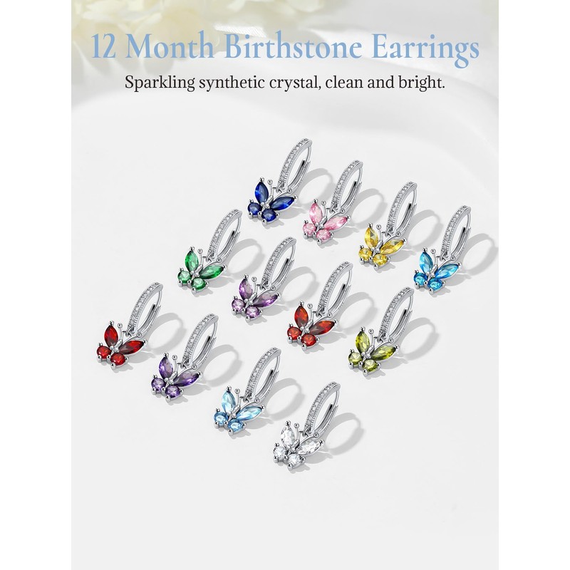 Silvercute Dangly Earrings Womens Peridot August Birthstone Butterfly Dangle Earrings