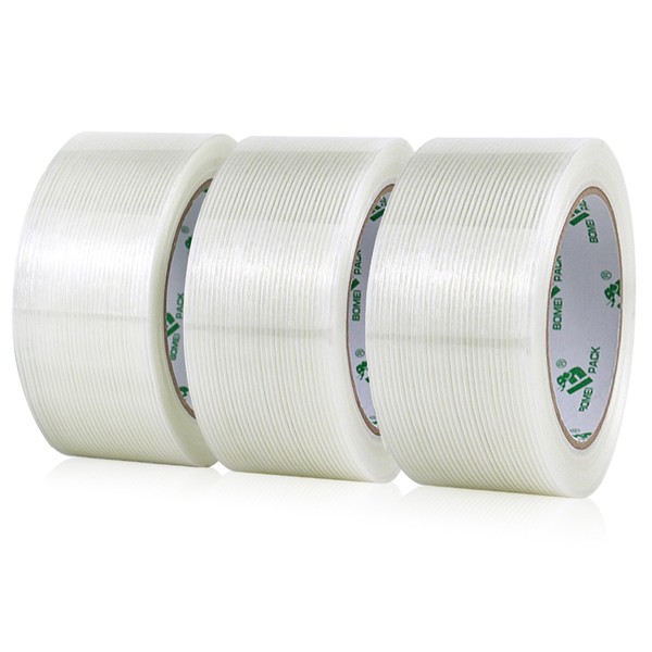 BOMEI PACK Fiberglass Tape Filament Strapping Tape, Strong Reinforced Packing